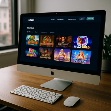 Rooli Casino Desktop Interface - Clean Design and Intuitive Navigation